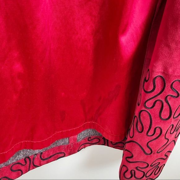 VINTAGE Danier Suede Red Full Length Long Trench Coat - Picture 16 of 16